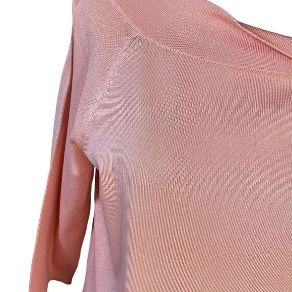 PENDLETON Woman's Knit Pullover Top Size S Silk Blend Peach Tie Collar - Picture 5 of 15